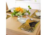 Tovagliette Abakuhaus Autunno, Fattoria Abbandonata In Legno In Autunno Con Scena Rurale Di Pastori E Alberi Di Pioppo, Tiscjdeco In Tessuto Resistente Al Colore Per La Sala Da Pranzo E La Cucina, Giallo Marrone