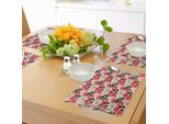 Tovagliette Abakuhaus, Moderno Motivo Astratto Con Grandi Fiori E Foglie Incorniciati, Decorazione Da Tavola In Tessuto Resistente Ai Colori Per La Sala Da Pranzo E La Cucina, Nero E Rosa