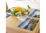 Abakuhaus Tovagliette Paesaggio, Panorama Lacustre Con Alberi E Canneti, Foto Artistica, Tiscjdeco In Tessuto Resistente Ai Colori Per La Sala Da Pranzo E La Cucina, Multicolore