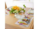 Tovagliette Abakuhaus, Graziosa Stampa Con Coni Gelato E Dessert Alla Frutta E Latte Per Bambini Stampa Grafica Sequenziale, Sottobicchieri In Tessuto Lavabile Decorazioni Per La Tavola Con Stampa, Multicolore