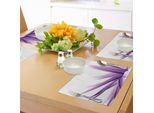 Tovagliette Abakuhaus Con Motivo Floreale, Stile Sfumato Viola, Foglie Lunghe, Stampa Colorata Con Dettagli Rilassanti, Decorazione Da Tavola In Tessuto Resistente Al Lavaggio Per Sala Da Pranzo E Cucina, Viola E Bianco