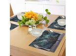 Tovagliette Abakuhaus, Nebulosa Spaziale, Galassia, Stelle, Marte, Giove Con Un Albero Su Un Pianeta, Stampa Universo, Tiscjdeco In Tessuto Resistente Al Lavaggio Per Sala Da Pranzo E Cucina, Multicolore