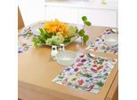 Abakuhaus Tovagliette Con Motivi Floreali, Tipi Di Fiori: Rose, Tulipani, Margherite, Ortensie, Lillà, Stampa Grafica, Decoro Da Tavola In Tessuto Resistente Ai Colori Per La Sala Da Pranzo E La Cucina, Multicolore