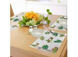 Tovagliette Abakuhaus Cactus, Deserto Messicano Meridionale Con Cactus Animali, Scheletri, Fiori, Immagini Caricaturali, Tiscjdeco In Tessuto Resistente Ai Colori Per Sala Da Pranzo E Cucina, Multicolore