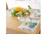 Abakuhaus Tovagliette Cactus, Immagine Vettoriale Con Cactus Acquerellato Con Punte E Attraente Stampa Floreale, Decorazione Da Tavola In Tessuto Resistente Al Lavaggio Per La Sala Da Pranzo E La Cucina, Bianco E Blu