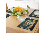 Abakuhaus Tovagliette Giorno Dei Morti, Teschi Di Zucchero Con Rose E Stampa Dia De Los Muertos In Stile Grunge, Tovaglietta Decorativa In Tessuto Resistente Al Lavaggio Per Sala Da Pranzo E Cucina, Blu Scuro E Verde