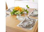 Tovagliette Abakuhaus Con Gatto, Ritratto Di Un Gattino Domestico Hippie, Migliore Azienda, Animale Domestico Peloso, Arte Grafica, Tiscjdeco In Tessuto Resistente Al Colore Per La Sala Da Pranzo E La Cucina, Verde Marrone Bianco