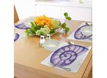 Abakuhaus Tovagliette Moderne, Mare-Oceano-Marina-Creature Marine-Animali-Conchiglie In Acquerello, Tiscjdeco In Tessuto Resistente Al Lavaggio Per La Sala Da Pranzo E La Cucina, Viola E Bianco