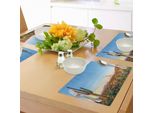 Tovagliette Abakuhaus Cactus, Foto Di Un Cactus Con Fiori Appuntiti In Un Paesaggio Desertico Al Tramonto, Tiscjdeco In Tessuto Resistente Ai Colori Per La Sala Da Pranzo E La Cucina, Multicolore