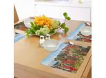 Tovagliette Abakuhaus Cactus, Foto Paesaggio Di Una Catena Montuosa Desertica Con Vista Sul Mare, Stampa Fiori E Cactus, Decorazione Da Tavola In Tessuto Resistente Al Lavaggio Per Sala Da Pranzo E Cucina, Multicolore