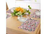 Abakuhaus Tovagliette Shabby Chic, Design Country Life Con Fiori, Rose, Orchidee, Boccioli E Stampa Romantica, Tiscjdeco In Tessuto Resistente Al Lavaggio Per La Sala Da Pranzo E La Cucina, Multicolore