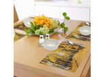 Tovagliette Abakuhaus Natur, Autunno-Stagione Autunnale-Albero-Foglie Secche-Paesaggio Su Strada-Sentiero-Foto-Grafica, Tiscjdeco In Tessuto Resistente Al Colore Per Sala Da Pranzo E Cucina, Giallo Verde