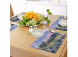 Tovagliette Abakuhaus Con Motivo Cactus, Tramonto In Montagna Con Sole Che Illumina Cespugli Di Nuvole E Fiori Colorati, Stampa Fotografica, Decorazione Da Tavola In Tessuto Resistente Ai Colori Per Sala Da Pranzo E Cucina, Multicolore