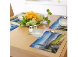 Tovagliette Abakuhaus, Splendido Paesaggio Cosmopolita E Natura Urbana Con Stampa Ponte, Tessuto Lavabile E Resistente Allo Scolorimento Per Sala Da Pranzo E Cucina, Multicolore