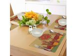 Abakuhaus Tovagliette Cactus, Stampa Cartoon Con Disegno Cactus Ed Effetti Tribali Orientali, Stampa Artistica Etnica, Decorazione Da Tavola In Tessuto Resistente Ai Colori Per Sala Da Pranzo E Cucina, Multicolore