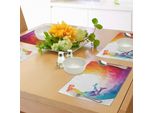Tovagliette Da Basket Abakuhaus, Tema Arcobaleno Con Stampa Di Un Giocatore Di Basket Che Salta Per Segnare, Tiscjdeco In Tessuto Resistente Al Lavaggio Per La Sala Da Pranzo E La Cucina, Multicolore