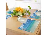 Abakuhaus Tovagliette Tropicali, Paradiso Ocean Dreamy Sea Vacanze Estate Serena Esotico Rilassante Immagine Estiva, Tiscjdeco In Tessuto Resistente Al Colore Per La Sala Da Pranzo E La Cucina, Blu Turchese