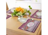 Abakuhaus Tovagliette Etniche, Disegno Geometrico A Strisce Tribali Con Una Citazione "Viviamo La Nostra Avventura"", Tiscjdeco In Tessuto Resistente Al Lavaggio Per La Sala Da Pranzo E La Cucina, Multicolore"