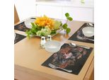 Abakuhaus Tovagliette Del Giorno Dei Morti, Donna Spagnola Con Trucco Festivo E Fiori Di Calavera, Tiscjdeco In Tessuto Resistente Al Colore Per La Sala Da Pranzo E La Cucina, Verde Militare Salmone