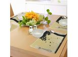 Abakuhaus Tovagliette Autunnali, Tema Stagionale Autunnale Con Silhouette Di Un Albero Con Foglie Cadenti E Motivo Di Uccelli, Tiscjdeco In Tessuto Resistente Al Lavaggio Per La Sala Da Pranzo E La Cucina, Senape Nero