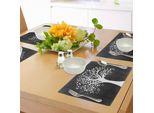 Abakuhaus Tovagliette Rustiche, Un Albero Con Molte Foglie - Motivo - Sfondo In Legno - Tema Botanico - Stampa Illustrativa, Decorazione Da Tavola In Tessuto Resistente Al Lavaggio Per La Sala Da Pranzo E La Cucina, Bianco