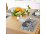 Abakuhaus Tovagliette Giorno Dei Morti, Dia De Los Muertos Teschio Ragazza Con Rose Stampa Immagine, Tiscjdeco In Tessuto Resistente Al Colore Per La Sala Da Pranzo E La Cucina, Grigio Antracite E Rosa
