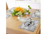 Abakuhaus Tovagliette Giorno Dei Morti, Teschi Con Motivi Paisley Orientali Stampa Festiva, Decorazioni Da Tavola In Tessuto Resistente Al Lavaggio Per La Sala Da Pranzo E La Cucina, Grigio Chiaro E Bianco