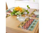 Tovagliette Tribali Abakuhaus, Motivo Astratto Di Amore E Avventura Con Stampa Etnica Azteca, Tiscjdeco In Tessuto Resistente Al Lavaggio Per La Sala Da Pranzo E La Cucina, Senape Scarlatto Blu