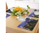 Abakuhaus Tovagliette Italiane, Lago Di Camo, Famoso Villaggio Costiero Con Panorama Pittoresco Visto Dall'alto, Tiscjdeco In Tessuto Resistente Ai Colori Per La Sala Da Pranzo E La Cucina, Verde Blu