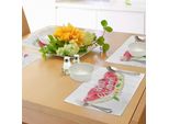 Tovagliette Acquerellate Abakuhaus, Citazione Motivazionale "Ciao Estate"" Con Immagine Fresca Di Anguria E Papaveri, Decorazione Da Tavola In Tessuto Resistente Al Lavaggio Per La Sala Da Pranzo E La Cucina, Verde Menta Rosa"