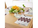Tovagliette Tribali Abakuhaus, Stile Nativo Americano, Motivo Azteco A Zigzag Con Ricami Ornamentali, Tiscjdeco In Tessuto Resistente Al Lavaggio Per Sala Da Pranzo E Cucina, Rosso Cinabro E Bianco.