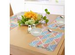 Tovagliette Tribali Abakuhaus, Simboli Retrò Dei Quattro Elementi Aria, Acqua, Fuoco E Terra, Vintage, Tiscjdeco In Tessuto Resistente Al Lavaggio Per La Sala Da Pranzo E La Cucina, Calendula, Blu Verde, Rosso