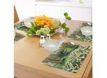 Abakuhaus Tovagliette Primaverili, Giardino Fiorito Nel Parco Ricreativo Con Prato Fresco E Laghetto Naturale, Tiscjdeco In Tessuto Resistente Al Colore Per La Sala Da Pranzo E La Cucina, Verde Marrone