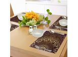 Tovagliette Abakuhaus Mandala, Motivo Etnico Vintage Ispirato Al Cosmo Con Grafica A Petali Di Fiori Vorticosi, Tiscjdeco In Tessuto Resistente Al Lavaggio Per La Sala Da Pranzo E La Cucina, Rosso Bordeaux Giallo