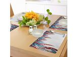 Abakuhaus 4 Luglio Tovagliette, Tema Independence Day Stelle E Strisce Vorticose Composizione, Tiscjdeco In Tessuto Resistente Al Lavaggio Per La Sala Da Pranzo E La Cucina, Blu Navy, Bianco E Rosso