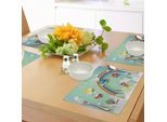 Tovagliette Per Bambini Abakuhaus, Aeroplano, Mongolfiera, Elicottero Che Vola Su Un Arcobaleno, Illustrazione Sunny Sky Happy Baby, Tessuto Lavabile E Resistente Allo Scolorimento Per Sala Da Pranzo E Cucina, Multicolore