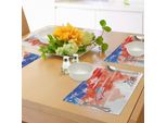 Abakuhaus 4 Luglio Tovagliette, Grafica Ad Acquerello Una Scena Storica Che Raffigura Il Disegno Della Bandiera Americana, Tiscjdeco In Tessuto Resistente Ai Colori Per La Sala Da Pranzo E La Cucina, Multicolore