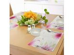 Tovagliette Abakuhaus Con Motivi Floreali, Fiori Di Edera E Foglie Astratte, Stampa Botanica Naturale Rilassante Con Motivo A Loto, Decorazione Da Tavola In Tessuto Resistente Al Lavaggio Per Sala Da Pranzo E Cucina, Bianco E Rosa