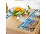 Tovagliette Abakuhaus Cactus, Paesaggio Con Cactus Delle Montagne Soleggiate E Dei Deserti, Cespugli Botanici, Cielo Con Nuvole, Tiscjdeco In Tessuto Resistente Al Lavaggio Per La Sala Da Pranzo E La Cucina, Multicolore