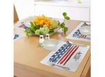 Abakuhaus 4 Luglio Tovagliette, Bandiera Americana Con Effetto Pennellata Artistico Astratto, Tocco Di Allegria, Tessuto Lavabile E Resistente Al Lavaggio Per Sala Da Pranzo E Cucina, Multicolore
