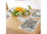 Abakuhaus Tovagliette Giorno Dei Morti, Teschi Spagnoli Con Occhi Di Rosa E Libellula, Grafica Con Piume E Orecchini, Tovagliette Decorative In Tessuto Resistente Ai Colori Per La Sala Da Pranzo E La Cucina, Grigio Avorio