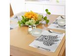 Tovagliette Tribali Abakuhaus, Stile Indiano Ethnic Wolf Head Con Piume E Dettagli Paisley, Tiscjdeco In Tessuto Resistente Al Lavaggio Per Sala Da Pranzo E Cucina, Bianco E Nero
