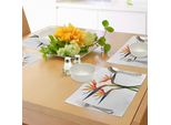 Tovagliette Abakuhaus Con Motivi Floreali, Pianta Tropicale Botanica Con Sfumature Ombreggiate E Motivo Astratto A Pois, Decorazione Da Tavola In Tessuto Resistente Al Lavaggio Per Sala Da Pranzo E Cucina, Arancione E Verde