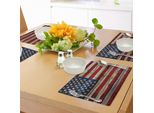 Abakuhaus 4 Luglio Tovagliette, Assi Di Legno Dipinte Come Bandiere Patriottiche Degli Stati Uniti, Tiscjdeco In Tessuto Resistente Ai Colori Per La Sala Da Pranzo E La Cucina, Blu Navy Beige Rosso