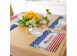 Abakuhaus 4 Luglio Tovagliette, Bandiera - Design Storico Con Motivo Patriottico A Stelle E Strisce, Tiscjdeco In Tessuto Resistente Ai Colori Per La Sala Da Pranzo E La Cucina, Multicolore