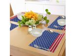 Abakuhaus 4 Luglio Tovagliette, Bandiera A Stelle E Strisce Con Tema Old Glory Composizione Astratta Independence Day, Tiscjdeco In Tessuto Resistente Al Lavaggio Per Sala Da Pranzo E Cucina, Multicolore