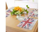 Abakuhaus Tovagliette Britanniche, Grunge Bandiera Del Regno Unito Con Effetti A Cerchi Puntiformi National English Display, Tiscjdeco In Tessuto Resistente Al Lavaggio Per La Sala Da Pranzo E La Cucina, Indaco Bianco Rosso