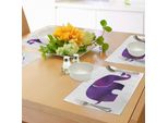 Tovagliette Abakuhaus Con Motivi Animali, Elefante Con Decorazioni Etniche Tradizionali Spirituali Interne E Stampa A Cuori, Tiscjdeco In Tessuto Resistente Al Lavaggio Per La Sala Da Pranzo E La Cucina, Fucsia Viola