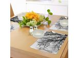 Tovagliette Abakuhaus Naturali, Foglie Autunnali Rami Di Alberi Cime Di Quercia Bosco Stagione Eco Theme, Tiscjdeco In Tessuto Resistente Al Colore Per Sala Da Pranzo E Cucina, Bianco E Nero
