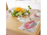 Abakuhaus Tovagliette, Vacanze Estive Miglior Tour Scritta Con Stampa Palm Island Rainbow Colored Image, Tiscjdeco In Tessuto Resistente Al Lavaggio Per Sala Da Pranzo E Cucina, Multicolore